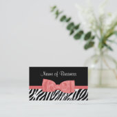 Coral Bow Zebra Boetiek Visitekaartje (Staand voorkant)