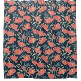 Coral Breeze Floral Douchegordijn