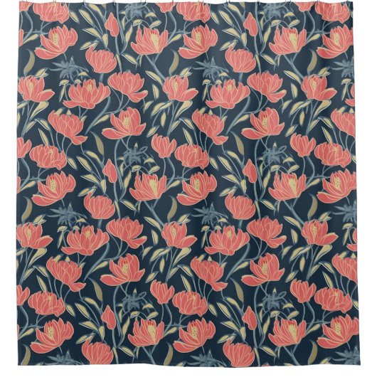 Coral Breeze Floral Douchegordijn (Voorkant)