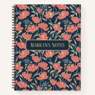 Coral Breeze Floral gepersonaliseerd Notitieboek