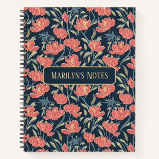 Coral Breeze Floral gepersonaliseerd Notitieboek