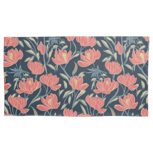Coral Breeze Floral Kussensloop (Voorkant-Links)