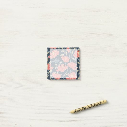 Coral Breeze Floral Post-it® Notes (Op bureau)