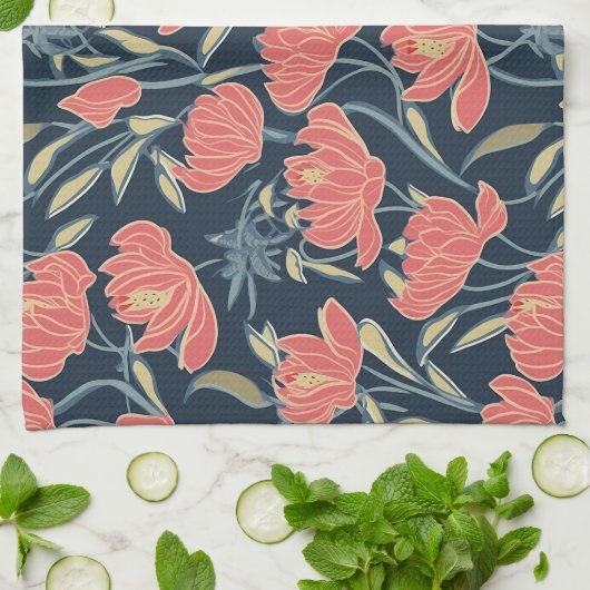 Coral Breeze Floral Theedoek (Gevouwen)