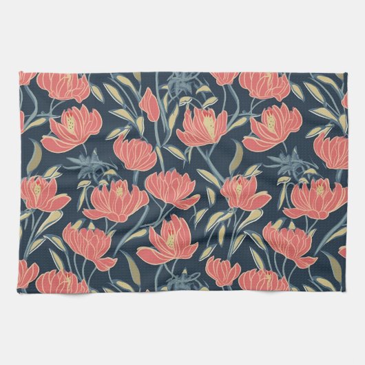 Coral Breeze Floral Theedoek (Horizontaal)