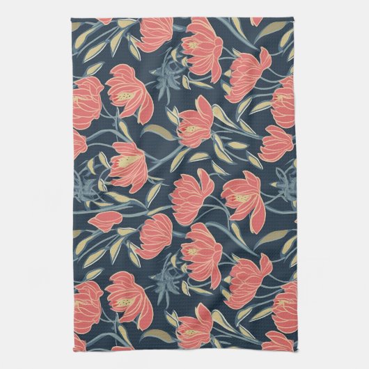 Coral Breeze Floral Theedoek (Verticaal)