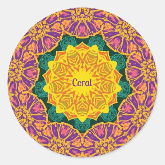 CORAL ~ Bright kerstbloemen Ronde Sticker (Voorkant)