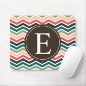Coral Brown Blauwgroen Chevron Monogram Muismat (Met muis)