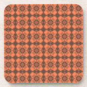 Coral Brown Checker Argyle Pattern Bier Onderzetter (Voorkant)