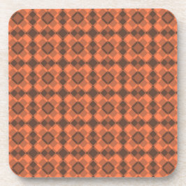 Coral Brown Checker Argyle Pattern Bier Onderzetter