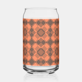 Coral Brown Checker Argyle Pattern Blikvorm Glas