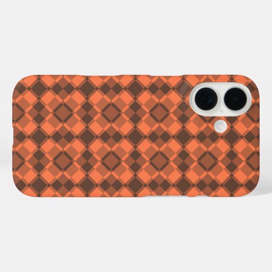 Coral Brown Checker Argyle Pattern Case-Mate iPhone Case (Achterkant (horizontaal))