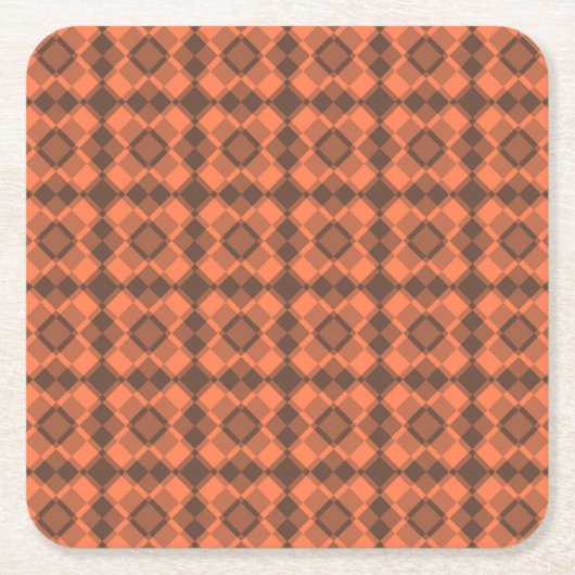 Coral Brown Checker Argyle Pattern Kartonnen Onderzetters (Voorkant)