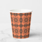 Coral Brown Checker Argyle Pattern Papieren Bekers (Links)