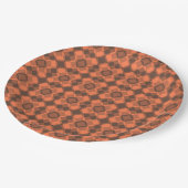 Coral Brown Checker Argyle Pattern Papieren Bordje (Gekanteld)
