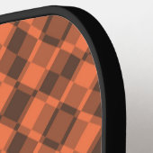 Coral Brown Checker Argyle Pattern Pickleball Paddle (Links Detail)