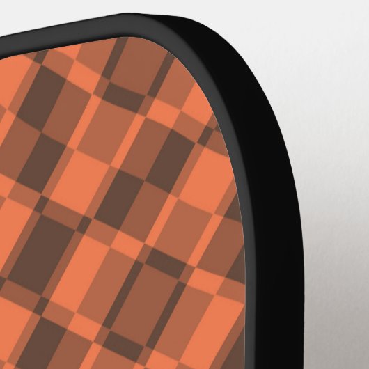 Coral Brown Checker Argyle Pattern Pickleball Paddle (Links Detail)
