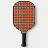 Coral Brown Checker Argyle Pattern Pickleball Paddle (Achterkant)