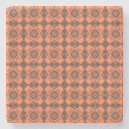 Coral Brown Checker Argyle Pattern Stenen Onderzetter