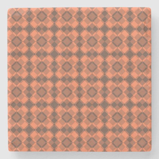 Coral Brown Checker Argyle Pattern Stenen Onderzetter (Voorkant)