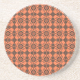Coral Brown Checker Argyle Pattern Zandsteen Onderzetter