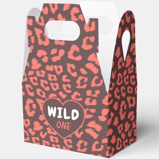 Coral Brown Leopard Print Bedankdoosjes (Open)