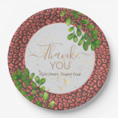 Coral Brown Leopard Print Thank You Papieren Bordje (Voorkant)