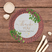 Coral Brown Leopard Print Thank You Papieren Bordje