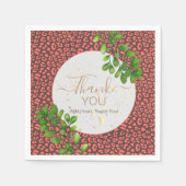 Coral Brown Leopard Print Thank You Servet (Voorkant)