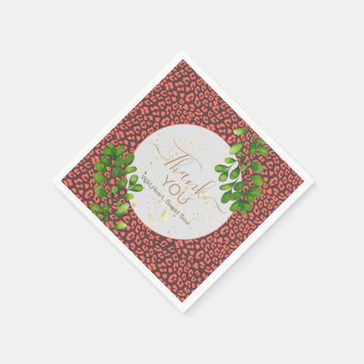 Coral Brown Leopard Print Thank You Servet (Hoek)