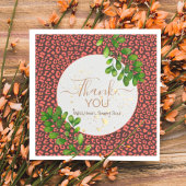 Coral Brown Leopard Print Thank You Servet