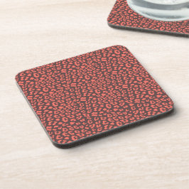 Coral Brown Luipaard Print Bier Onderzetter