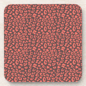 Coral Brown Luipaard Print Bier Onderzetter (Voorkant)