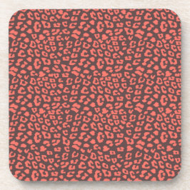 Coral Brown Luipaard Print Bier Onderzetter