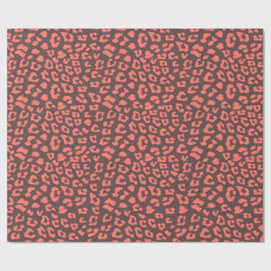 Coral Brown Luipaard Print Cadeaupapier (Vlak)