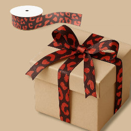 Coral Brown Luipaard Print Satijnen Lint