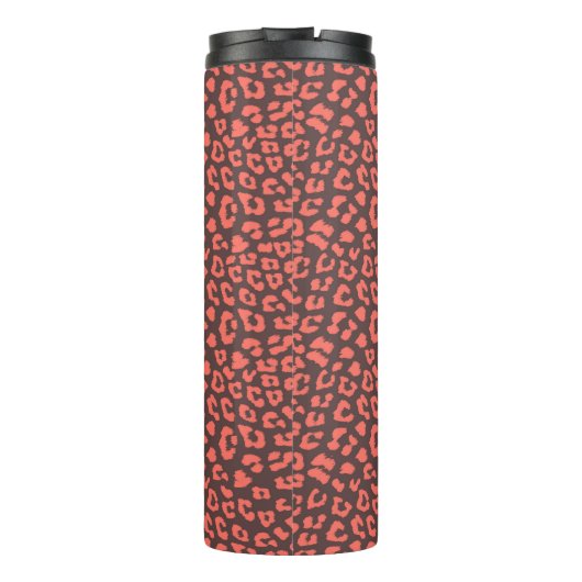 Coral Brown Luipaard Print Thermosbeker (Achterkant)