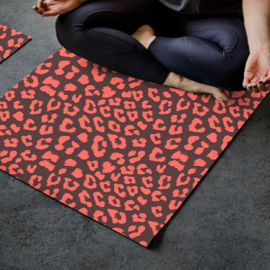 Coral Brown Luipaard Print Yogamat
