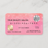 Coral Bubblegum Sequin Glitter Creditcard Logo Visitekaartje (Voorkant)