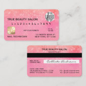 Coral Bubblegum Sequin Glitter Creditcard Logo Visitekaartje (Voorkant / Achterkant)