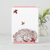 Coral Burgundy Red Limoen Tree Weddenschap Kaart (Staand voorkant)
