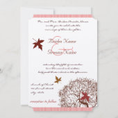 Coral Burgundy Red Limoen Tree Weddenschap Kaart (Achterkant)