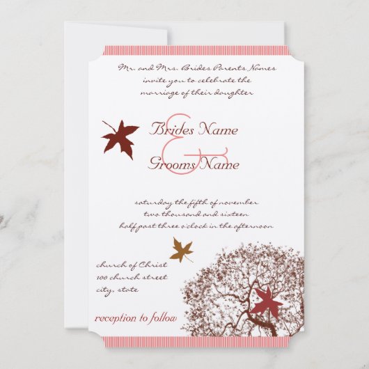 Coral Burgundy Red Limoen Tree Weddenschap Kaart (Achterkant)
