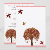 Coral Burgundy Red Limoen Tree Weddenschap Kaart (Voorkant / Achterkant)