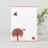 Coral Burgundy Red Pink Tree Weddenschap Kaart (Staand voorkant)