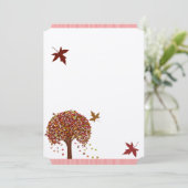 Coral Burgundy Red Pink Tree Weddenschap Kaart (Staand voorkant)