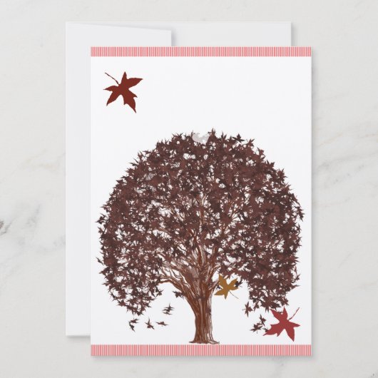 Coral Burgundy Red Tree Weddenschap Kaart (Voorkant)