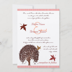 Coral Burgundy Red Tree Weddenschap Kaart