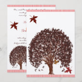 Coral Burgundy Red Tree Weddenschap Kaart (Voorkant / Achterkant)