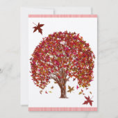Coral Burgundy Red Tree Weddenschap Kaart (Voorkant)